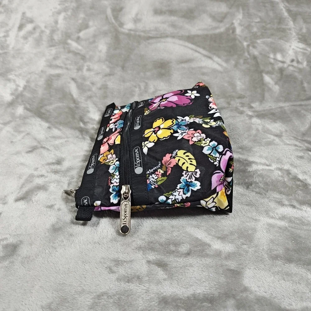 LeSportsac Pouch 7.5x5.5 Hawaiian Floral Cosmetic Makeup Travel Zip Coin Purse